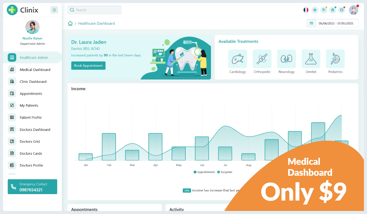 Clinix - Modern Healthcare Admin Dashboard