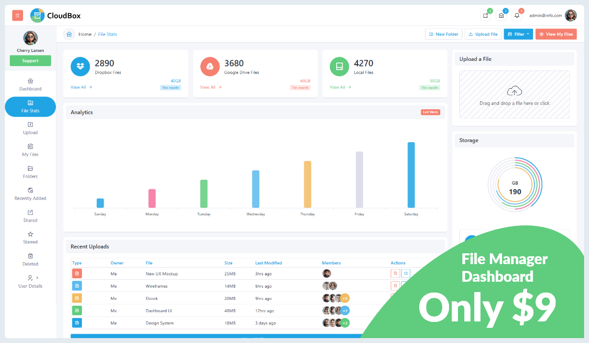 Cloudbox - File Manager Dashboard Template