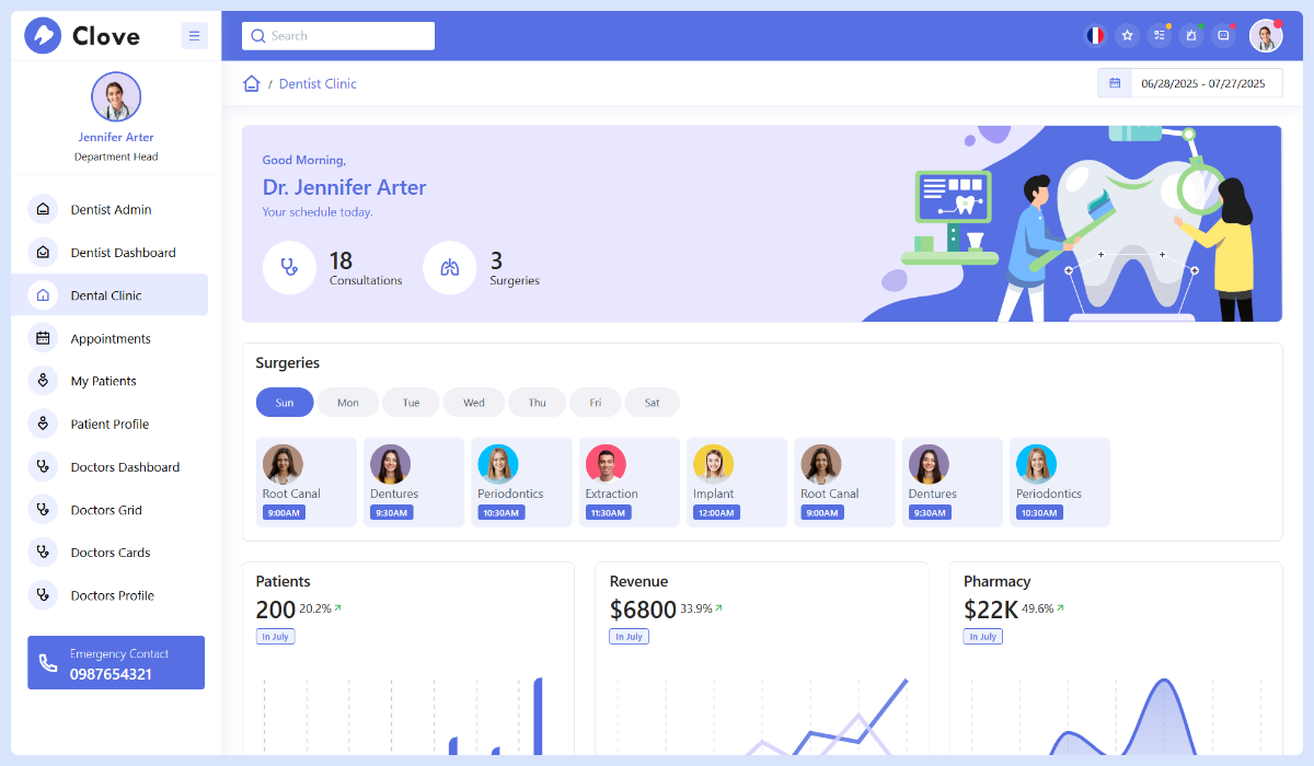Clove - Dental Care Bootstrap Admin Dashboard