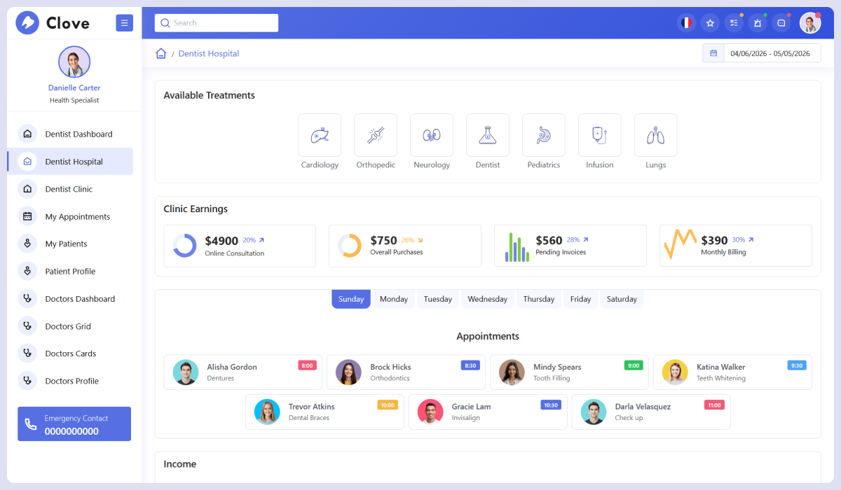 Clove Dental Care - Bootstrap Admin Template