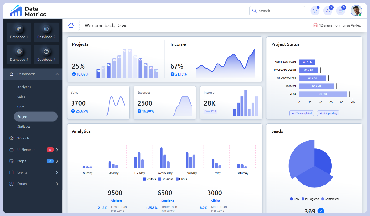 Datametrics Analytics Admin Dashboard