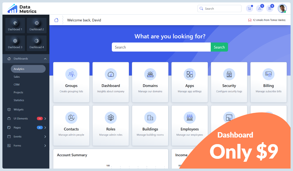 Datametrics Analytics Admin Dashboard