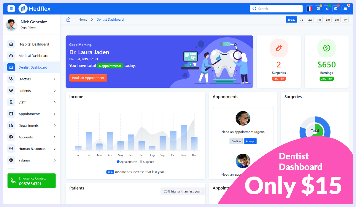 Medflex - Dentist Bootstrap 5 Medical Admin Template