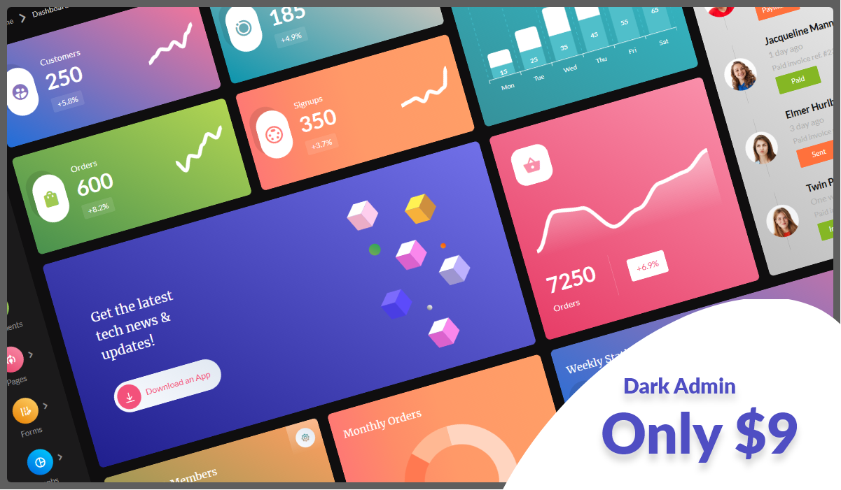 Metrix Dark Bootstrap Admin Dashboard Template