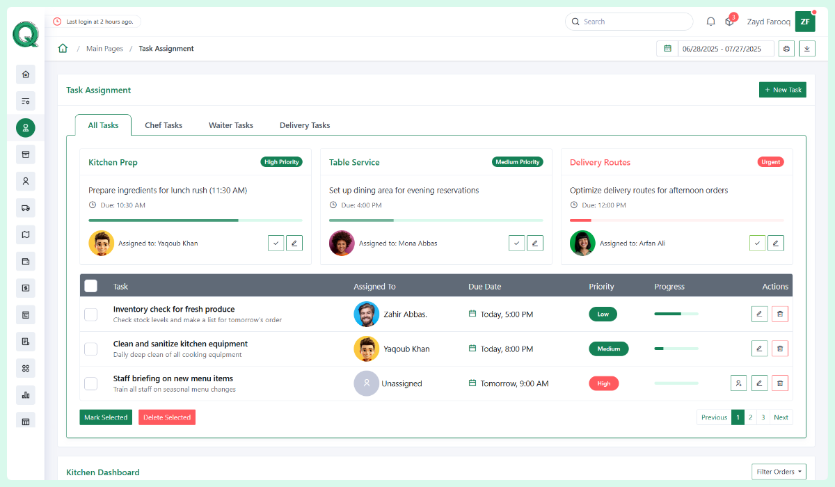 Qamar - Kitchen Staff Bootstrap Admin Template