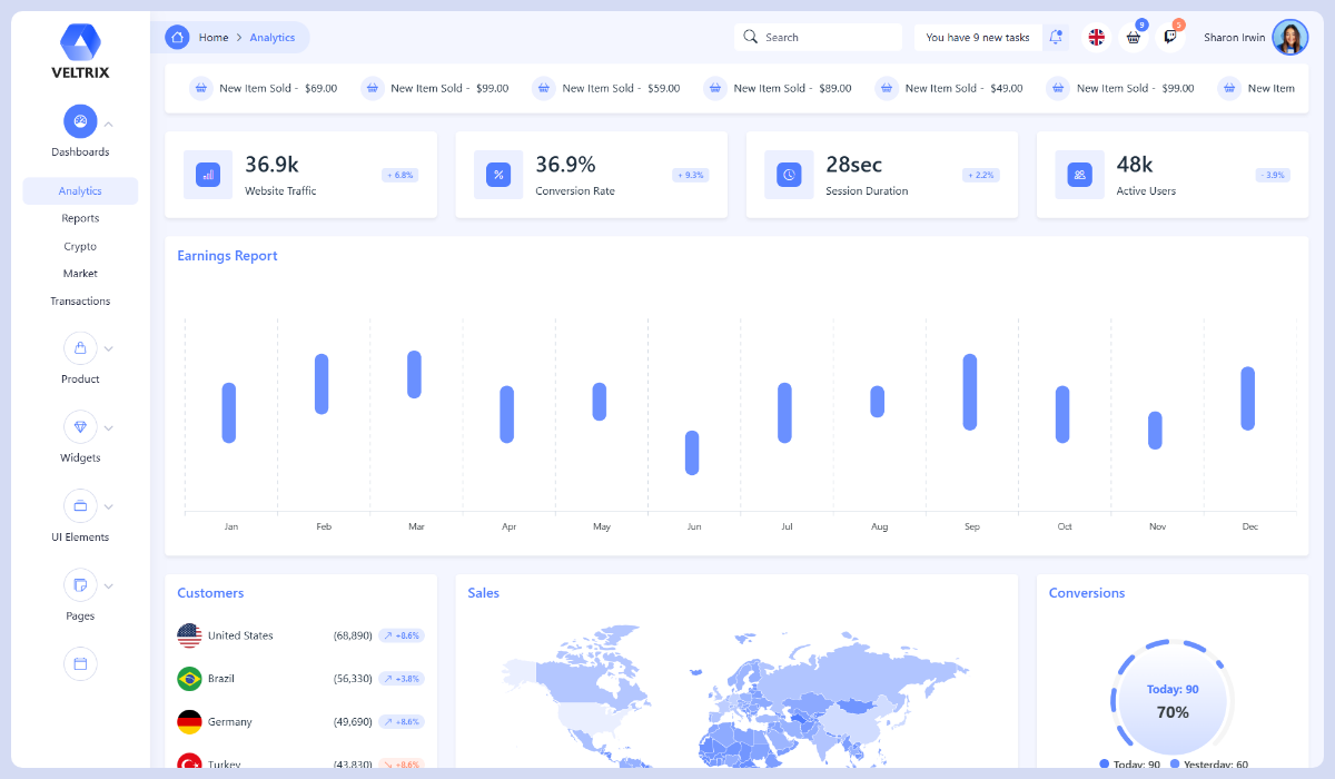 Veltrix Premium Bootstrap Admin Dashboard