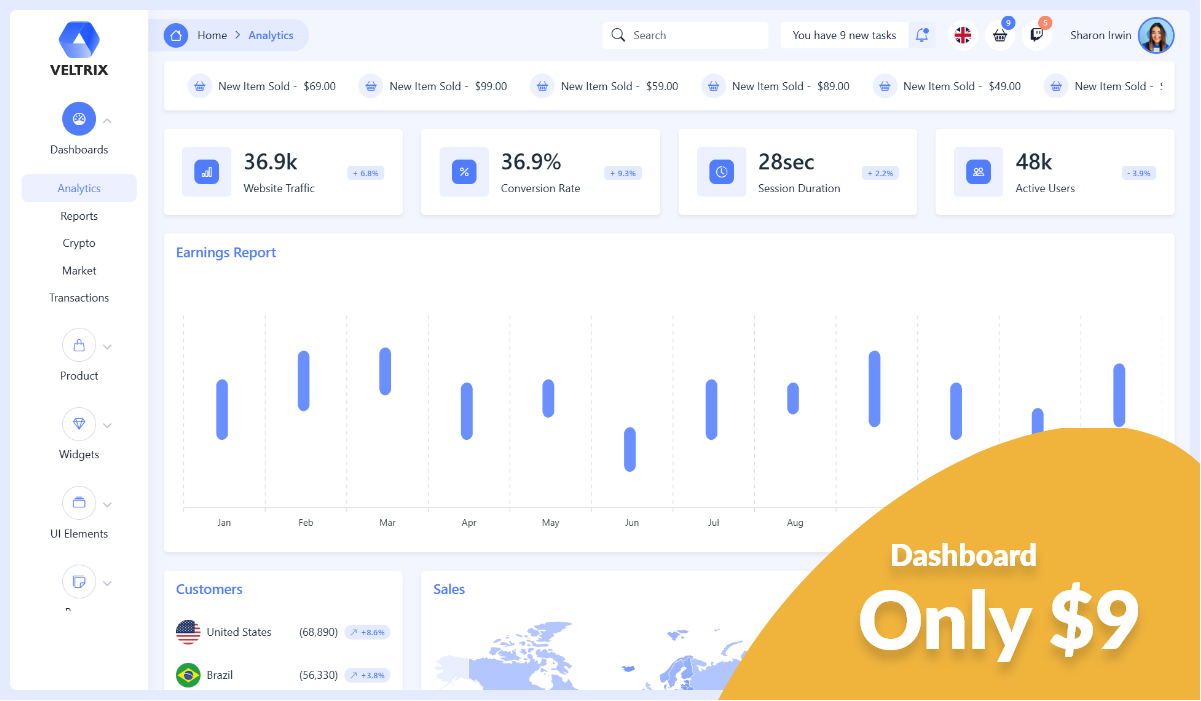 Veltrix Crypto Bootstrap Admin Dashboard